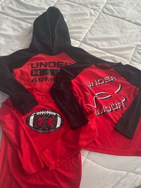 Under Armour Kids' Red & Black Logo Shirt/sweater bundle